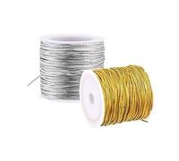 Élastique, 100 mètres 1 mm / 1,5 mm Or Argent Rond Élastique Bande de Caoutchouc for Coudre Ceinture Bricolage Corde Extensible, Or, 1 mm(Silver,1.5mm)
