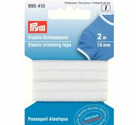 Prym Elastic Trimming Tape, 86% Polyamide, 14% élasthanne, White, 15 mm