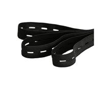 élastique à boutonnière Bandes élastiques à boutonnières plates, 5/10 m/Lot, 15/20/25mm, blanc/noir, accessoires de couture for bricolage, matériel maternité, sous-vêtements(Black,1M_15MM)