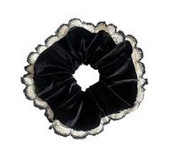 Élastique À Cheveux En Dentelle Lot de 2 chouchous élégants en velours for femmes et filles, élastiques à cheveux, accessoires for cheveux, anneau, corde, coiffure, ornement(Black velvet)