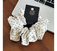 Élastique À Cheveux En Tissu 2pc 11cm/14cm Dot Cloth Scrunchies Women Elastic Hair Rubber Bands Accessories Tie Ring Rope Headdress Headwear(14cm White)
