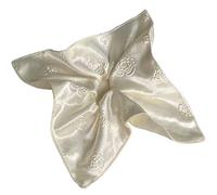Élastique À Cheveux En Tissu 2pc Cream White Satin Large Intestine Scrunchie Square Scarf Fashion Temperament Women's Hair Accessories(Color1 Square)
