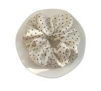 Élastique À Cheveux En Tissu 2pc Dot Satin Scrunchies For Women White Big Hair Bands Elastic Silk Tie Girls Black Ponytail Holder Rope(White)