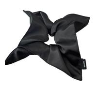 Élastique À Cheveux En Tissu 2pc Large Square Scrunchies Satin Silk Elastic Hair Bands Women Solid Ponytail Holder Ties Accessories(Black)