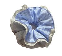 Élastique À Cheveux En Tissu 2pc Light Blue Striped Bow Ribbon Large Intestine Scrunchie Salt Fresh All Seasons Versatile Women's Hair Accessories(Blue2)