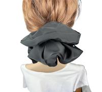 Élastique À Cheveux En Tissu 2pc Oversize Solid Silk Scrunchies Elastic Hair Bands Women Big Satin Ponytail Ties Rubber Accessories(Black)