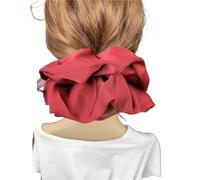 Élastique À Cheveux En Tissu 2pc Oversize Solid Silk Scrunchies Elastic Hair Bands Women Big Satin Ponytail Ties Rubber Accessories(Wine)