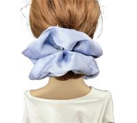 Élastique À Cheveux En Tissu 2pc Oversize Solid Silk Scrunchies Elastic Hair Bands Women Big Satin Ponytail Ties Rubber Accessories(Sky blue)