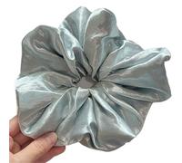 Élastique À Cheveux En Tissu 2PC Pearlescent White Large Satin Scrunchie - Stylish, Minimalist Ponytail Hair Tie(Blue)