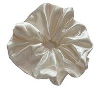 Élastique À Cheveux En Tissu 2PC Pearlescent White Large Satin Scrunchie - Stylish, Minimalist Ponytail Hair Tie(White)