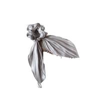 Élastique À Cheveux En Tissu 2pc Satin Bow Long Ribbon Scrunchies Elastic Hair Bands Women Ponytail Holder Ties Solid Headband Accessories(GREY)
