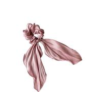Élastique À Cheveux En Tissu 2pc Satin Bow Long Ribbon Scrunchies Elastic Hair Bands Women Ponytail Holder Ties Solid Headband Accessories(Pink)