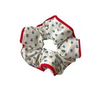 Élastique À Cheveux En Tissu 2pc Small Fresh Floral Hair Scrunchies Women Printing Elastic Large Intestine Fabric Headwear Simple Accessories(WHITE)