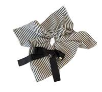 Élastique À Cheveux En Tissu 2pc Vintage Versatile Striped Fabric Hair Scrunchie, Ponytail Tie For The Back Of The Head, Stylish(Square black stripes)