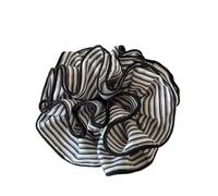 Élastique À Cheveux En Tissu 2pc Vintage Versatile Striped Fabric Hair Scrunchie, Ponytail Tie For The Back Of The Head, Stylish(Round black stripes)