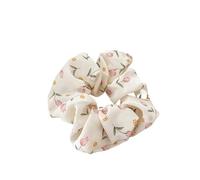 Élastique À Cheveux En Tissu 2pc Woman Small Fresh Fabric Flower Printing Elastics Hair Band Sweet Scrunchies Tie Ponytail Hold Accessories(Tulips Pink)