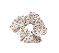 Élastique À Cheveux En Tissu 2pc Woman Small Fresh Fabric Flower Printing Elastics Hair Band Sweet Scrunchies Tie Ponytail Hold Accessories(Flower white)