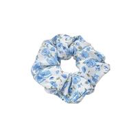 Élastique À Cheveux En Tissu 2pc Woman Small Fresh Fabric Flower Printing Elastics Hair Band Sweet Scrunchies Tie Ponytail Hold Accessories(Rose Blue)