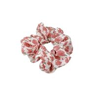 Élastique À Cheveux En Tissu 2pc Woman Small Fresh Fabric Flower Printing Elastics Hair Band Sweet Scrunchies Tie Ponytail Hold Accessories(Rose Red)