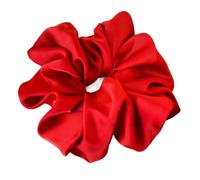 Élastique À Cheveux En Tissu 2pc Women Red Scrunchies Satin Elastic Hair Bands Ponytail Holders Tie Solid Color Rope Scrunchy Rubber Band Rings(15cm)