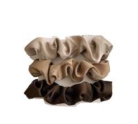 Élastique À Cheveux En Tissu 3/4/5 PCS Elastic Bands Elegant Solid Color Satin Pleated Scrunchies Woman Strong Ponytail Hair Ties Accessories(Color2-3PCS)