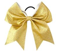 Élastique à cheveux style bandeau, 4 pièces 7 pouces paillettes pom-pom girl arc multicolore élastique for queue de cheval for les filles femmes for vacances(Golden)