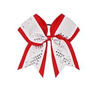 Élastique à cheveux style bandeau, Cheer Hair Bows Multicolore 8 pouces Pack De 5(Silver)
