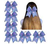 Élastique à cheveux style bandeau, Nœuds de cheveux joie, 6 pièces, ruban élastique multicolore, support en queue cochon for filles et adolescentes, pom-pom girl(Color 2)