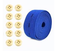 Élastique à coudre 10 ensembles de bandes élastiques + boutons, réglables for vêtements, sangle extensible, trou réglage, accessoire couture, bricolage, 1 ensemble = 1M(RoyalBlue)