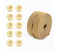 Élastique à coudre 10 ensembles de bandes élastiques + boutons, réglables for vêtements, sangle extensible, trou réglage, accessoire couture, bricolage, 1 ensemble = 1M(Khaki)