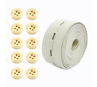 Élastique à coudre 10 ensembles de bandes élastiques + boutons, réglables for vêtements, sangle extensible, trou réglage, accessoire couture, bricolage, 1 ensemble = 1M(Beige)