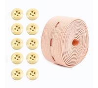 Élastique à coudre 10 ensembles de bandes élastiques + boutons, réglables for vêtements, sangle extensible, trou réglage, accessoire couture, bricolage, 1 ensemble = 1M(WatermelonRed)