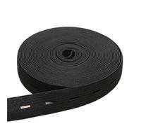 Élastique à coudre Ceinture élastique noire avec trou de bouton, 5 pièces, réglable, bande plate, corde, 1.5/2/2.5/3cm largeur, 5M, haute ceinture(Black-3cm)