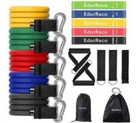 élastique Bandes de Résistance EdorReco 17Pcs Bandes d'élastique Musculation Set avec Poignées, Ancre de Porte, Sangles Pied & étui de Transport 5 couleur G