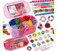 Elastique Bracelet Élastique Loom Bands Kit, 10 couleurs kits de fabrication de bracelets d'amitié bandes en caoutchouc avec clips Loisirs Créatif Kit pour Fille Garçon Enfants