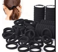 Elastique Cheveux, 50 Pcs Epais en Coton Sans Couture, 8 mm Liens Élastiques, Chouchous Elastiques Sans Métal pour Femmes Hommes et Enfants, Noir