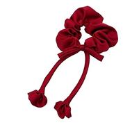Elastique Cheveux Chouchou Cheveux Rouge Satin Noeud Ruban Cheveux Anneau Femelle Rétro Français Attaché Cheveux Épais Cheveux Corde Coiffe Accessoire Cheveux