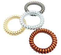 Elastique Cheveux en Spirale Glad2be Métallique pour Femmes et Filles, Lot de 4 Couleurs Attache Cheveux : OR - ARGENT- CUIVRE-GRIS, Chouchou Spirale Tenue Forte, Sans Traces