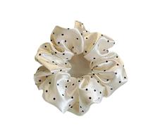 Elastique Cheveux Ensemble de chouchous for cheveux en satin Style | 2 élastiques rétro ondulés noirs et blancs.(White 2pcs)