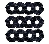 Elastique Cheveux Lot de 12 chouchous en velours for femmes et filles, élastiques à cheveux, blancs, noirs, bleus, verts, violets, rouges roses(Black)