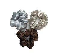 Elastique Cheveux Lot de 3 chouchous en soie for cheveux, largeur 6 cm, grands élastiques for queue de cheval, élastiques de luxe for femmes, gris(Color-09)