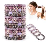 Elastique Cheveux pour Femmes et Filles, 15 Pièces Elastiques Cheveux Qui Abime Pas, Mode Élastiques à Tresses pour Cheveux Épais, Bouclés et Lisses (5 Couleurs Disponibles) (Violet)