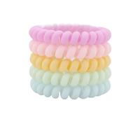 Elastique Cheveux Spirale 5 pièces/ensemble mode mat solide fil de téléphone élastique bandeau cheveux givré spirale cordon cravate extensible(Creambig)