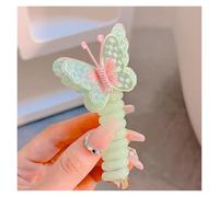 elastique cheveux spirale Ligne téléphonique tressée for enfants, 2 paires, boucle de cheveux, corde à cheveux, papillon coloré, bandeau queue de cheval, cheveux Non endommagés(Butterfly Green)
