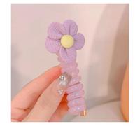 Elastique Cheveux Spirale Ligne téléphonique tressée for enfants, 2 paires, boucle de cheveux, corde à cheveux, papillon coloré, bandeau queue de cheval, cheveux Non endommagés(Flowers Are Purple)