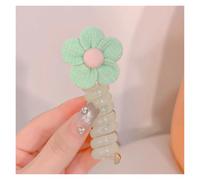 elastique cheveux spirale Ligne téléphonique tressée for enfants, 2 paires, boucle de cheveux, corde à cheveux, papillon coloré, bandeau queue de cheval, cheveux Non endommagés(Flowers Are Green)