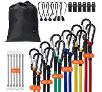 Elastique de tension Câble extensible Elastique pour bagages 30 pièces Crochet en J - corde élastique pour un transport sûr - corde élastique pratique
