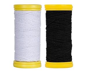 Élastique fronceur pour couture fil élastique cisaillement noir et blanc (lot de 2 x 20 m)