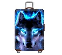 Elastique Housse De Valise Protection,Ciel éToilé Imprimé Animal Luggage Cover,Protection Valise De Voyage PersonnalitéS pour Valise 18 à 32 Pouces,Bleu Violet,Anti-Rayures (Loup,L(25-28inch))