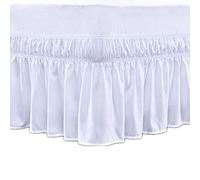 ÉLastique Lit Volants Lit Jupe Doux Confortable Enveloppement Autour De La Blanche Couleur Unie Lit Jupes 150x200/180x200/200x200 Cache-sommiers (Color : White, Size : 200 * 200+38cm)